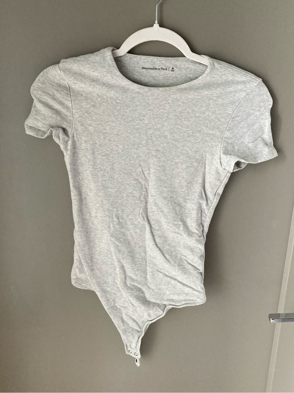 Abercrombie & Fitch Light Gray Short Sleeve Bodysuit